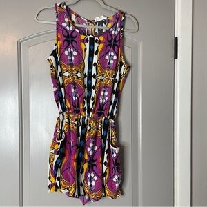 Peach Love Size S Romper Sleeveless Open Back Pockets Multicolor Sleeveless.